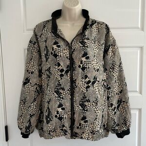Vintage 100% Silk Fuda International Bomber Jacket Size M Animal Snake Print